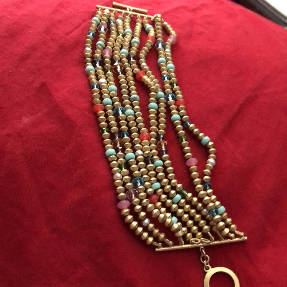 LAUREN RALPH LAUREN BRACELETW/GOLD+BLUE +RED BEADS - Picture 7 of 9